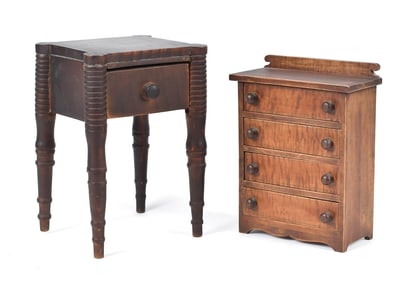 19TH C. MINIATURE FEDERAL STAND AND CHEST.