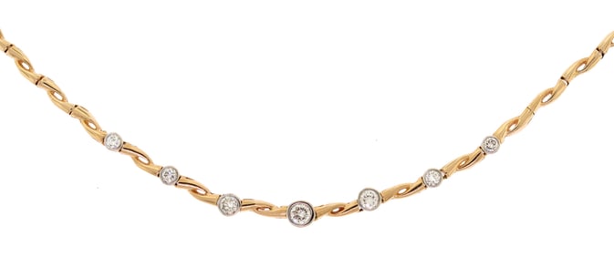 14K YELLOW GOLD 1.0 CT. TW. DIAMOND NECKLACE.