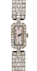 LONGINES ART DECO PLATINUM DIAMOND WRIST WATCH.