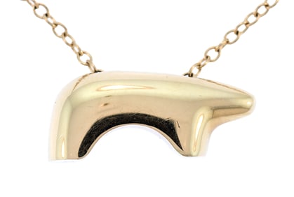 14K GOLD VAIL, CO GOLDEN BEAR SIGNATURE NECKLACE.