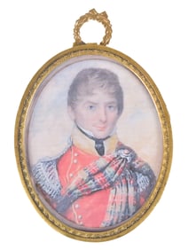 ANTIQUE MINIATURE PAINTING, SCOTTISH OFFICER.