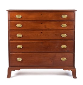 19TH C. CT CHERRY FIVE DRAWER FEDERAL CHEST.