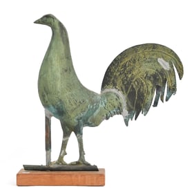 19TH C. COPPER ROOSTER WEATHERVANE.