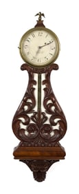 19TH C. A. STOWELL & CO. MA BANJO CLOCK.