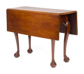 RARE SMALL 18TH C. MA CHIPPENDALE DROP LEAF TABLE.
