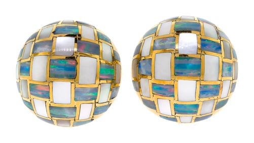 TIFFANY & CO. ANGELA CUMMINGS INLAY CLIP EARRINGS.