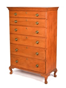 18TH C. NH QUEEN ANNE MAPLE TALL CHEST.