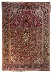 VINTAGE ORIENTAL KESHAN ROOM SIZE RUG.