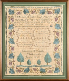 SAMPLER BY ELIZABETH W. CHILDS, MARLBOROUGH, MA 1823.