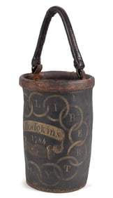 18TH C. MASSACHUSETTS LEATHER FIRE BUCKET.