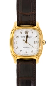 MEN'S 18K GOLD DAVID YURMAN THOROUGHBRED WRIST WATCH.