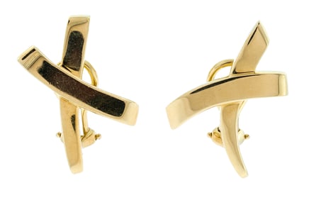 18K GOLD TIFFANY & CO. PALOMA PICASSO X EARRINGS.