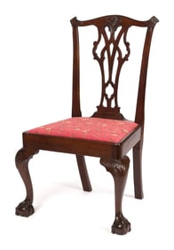 18TH C. CARVED MAHOGANY CHIPPENDALE SIDE CHAIR.