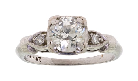 VINTAGE PLATINUM .85 CT. DIAMOND ENGAGEMENT RING.
