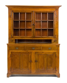 18TH C. PA WALNUT DUTCH CUPBOARD.
