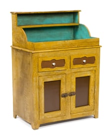 ANTIQUE PA PAINT DECORATED CHILD’S DRY SINK.