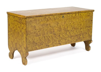 19TH C. NEW ENGLAND PAINT DECORATED BOX.