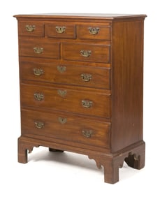 18TH C. EIGHT DRAWER PA WALNUT CHEST.