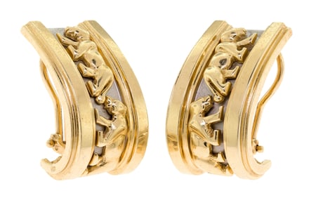 14K GOLD JAGUAR CLIP EARRINGS.