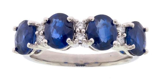 PLATINUM SAPPHIRE & DIAMOND BAND.