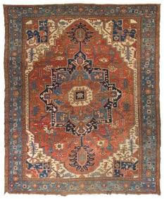 FINE 19TH C. ROOM SIZE ORIENTAL SERAPI RUG.