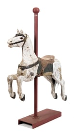ANTIQUE CAROUSEL HORSE IN ORIGINAL SURFACE.