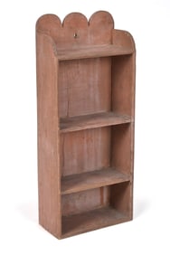 19TH C. AMERICAN PAINTED CHESTNUT WALL SHELF.