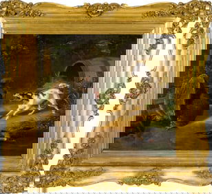 F. SIGMUND LACHENWITZ OIL, DOG AND TURKEY.