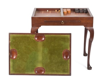 18TH C. MAHOGANY QUEEN ANNE GAMES TABLE.