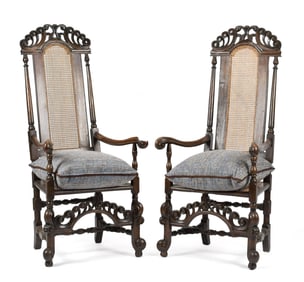 PR. 18TH C. ENGLISH WILLIAM & MARY ARMCHAIRS.
