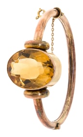 ANTIQUE 14K GOLD 32 CT. CITRINE BANGLE BRACLET.