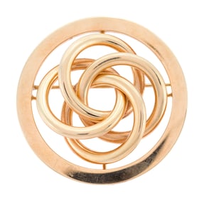 VINTAGE 14K GOLD CIRCULAR LOVE KNOT PIN.