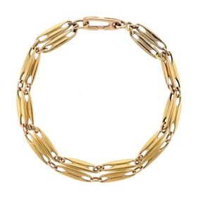 ANTIQUE 14K GOLD DOUBLE ROW LINK BRACELET.