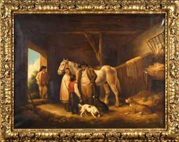 GEORGE MORELAND OIL, STABLE SCENE.