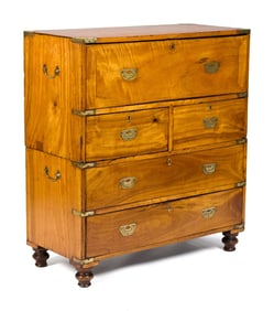 19TH C. TWO PART CAMPHOR WOOD CAMPAIGN CHEST.