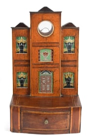 19TH C. INLAID ENGLISH MAHOGANY WATCH HUTCH.