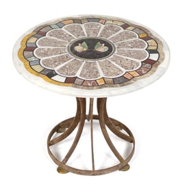 ANTIQUE SPECIMEN MARBLE TOP TABLE.