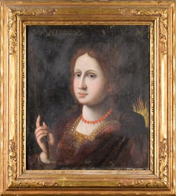 18TH C. OR EARLIER EUROPEAN OIL, SAINT ANTONIA.