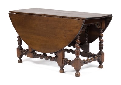 18TH C. BARLEY TWIST ENGLISH OAK DINING TABLE.