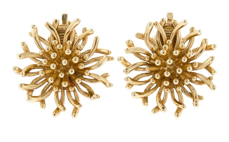 TIFFANY & CO. MCT 14K GOLD CLIP-ON EARRINGS.