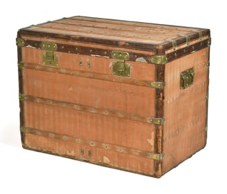 RARE ANTIQUE LOUIS VUITTON ‘RED STRIPE’ TRUNK.