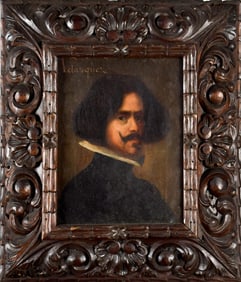 19TH C. OIL, COPY OF VELAZQUEZ SELF PORTRAIT.