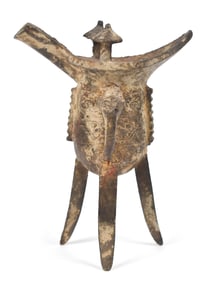 ANCIENT CHINESE BRONZE JUE CUP.