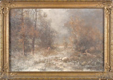 GEORGE INNESS JR. OIL, WINTER LANDSCAPE.