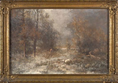 GEORGE INNESS JR. OIL, WINTER LANDSCAPE.