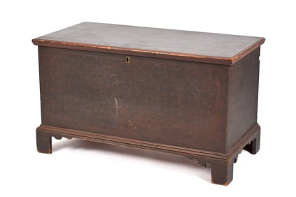 18TH C. PAINT DECORATED CHIPPENDALE BLANKET BOX.