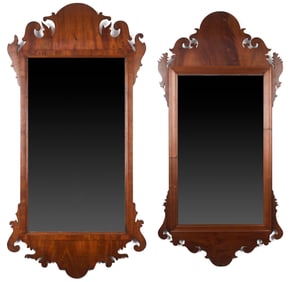 TWO 18TH C. AMERICAN CHIPPENDALE WALL MIRRORS.