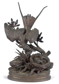 JULES MOIGNIEZ BRONZE, BIRD AND HATCHLINGS.