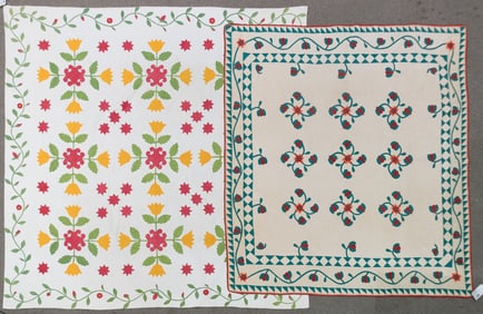 TWO MID-19TH C. APPLIQUÉ QUILTS.