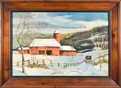 WILLIAM TAGLIERI OIL, NEW ENGLAND FARM SCENE.